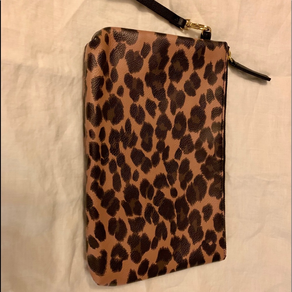 Leopard print Zip Top Clutch
